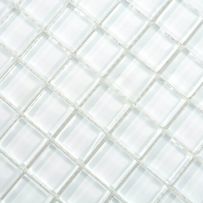Mosaikfliese Quadrat Crystal XCM 8SE03 (30 x 30 cm, Weiß, Glänzend)