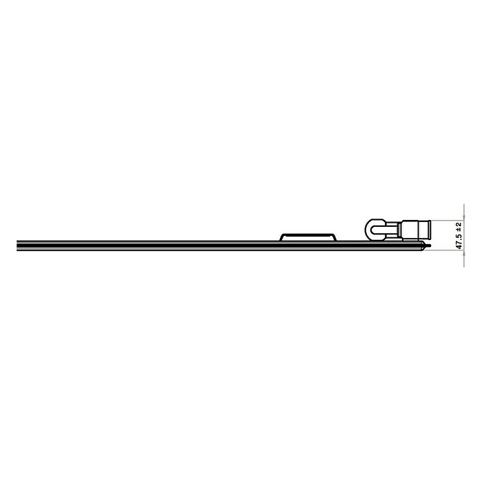 Flachheizkörper - B x H: 1.600 x 600 mm, Wärmeleistung bei Vorlauftemperatur von 75 °C (D: 50): 999 W, Typ Heizkörper: 10 - Skizze eines elektronischen Bauteils mit Abmessungen. Präzise Darstellung für technische Dokumentation.