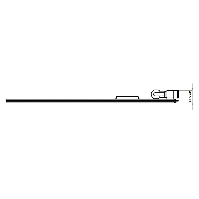 Flachheizkörper - B x H: 800 x 900 mm, Wärmeleistung bei Vorlauftemperatur von 75 °C (D: 50): 714 W, Typ Heizkörper: 10 - Eine detaillierte Ansicht eines elektronischen Bauteils mit einer Beschriftung, die die Maße des Bauteils angibt.