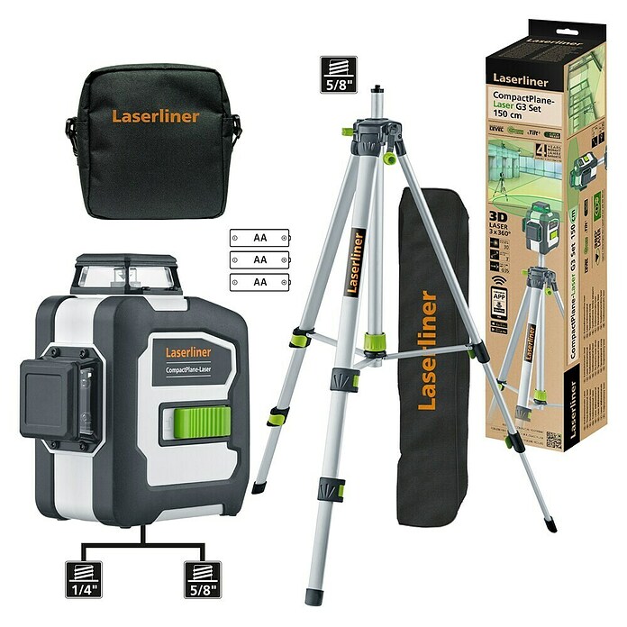 Laserliner Lijnlaser CompactPlane-Laser 3G Set 150 cm (Max. werkbereik: 0 m - 30 m) | BAUHAUS