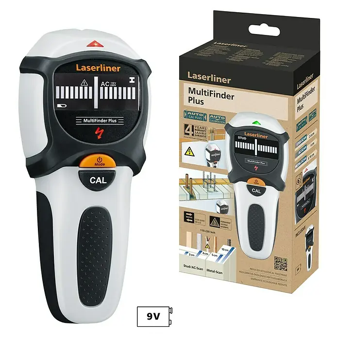 Laserliner Ortungsgerät MultiFinder Plus - Erfassungstiefe: Max. 40 mm Holz/Metall - Laserliner MultiFinder Plus: Das ideale Gerät zum Auffinden von Metall, Stromleitungen und Holzkonstruktionen. Präzise Ortung mit automatischer Kalibrierung.