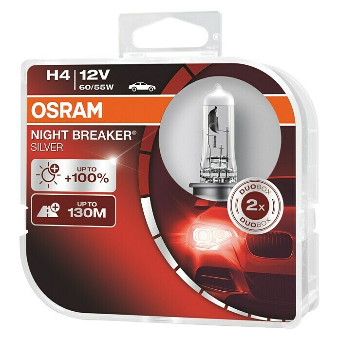 Osram Halogen-Scheinwerferlampe Night Breaker SilverECE-Kategorie: H4, 2 Stk. Front View