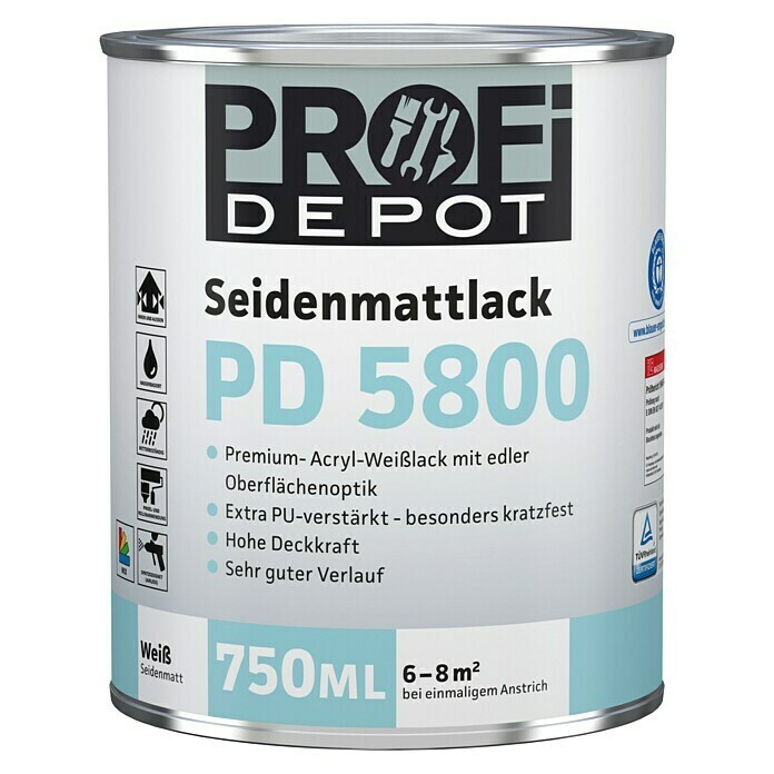 Profi Depot PD Acryllack Seidenmattlack PD 5800 (Weiß, 750 ml)