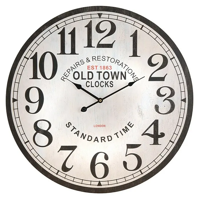 Reloj de pared chapa - Diámetro: 60 cm, Multicolor - Este reloj de pared de estilo vintage, con la inscripción "Old Town Clocks", añadirá un toque de nostalgia y encanto a cualquier estancia.