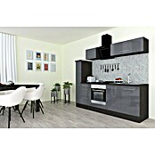 Respekta Premium Composición de cocina (Ancho: 240 cm, Con dispositivos eléctricos, Gris de alto brillo)