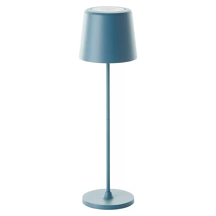 Brilliant Akku-Tischleuchte Kaami - 2 W, Mint, Warmweiß - Moderne hellblaue Tischleuchte mit matter Oberfläche, konischem Schirm und rundem Sockel.