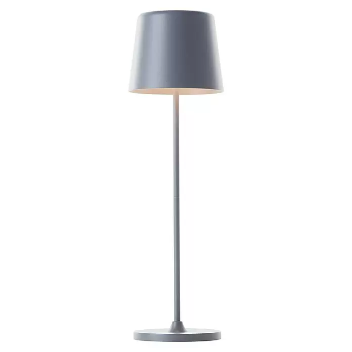 Brilliant Akku-Tischleuchte Kaami - 2 W, Grau, Warmweiß - Minimalistische hellgraue Lampe mit konischem Schirm und schlankem Fuß.