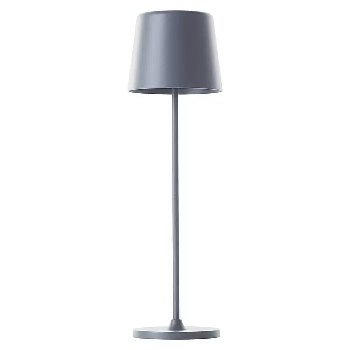 Brilliant Akku-Tischleuchte Kaami - 2 W, Grau, Warmweiß - Minimalistische graue Stehlampe mit konischem Schirm und rundem Fuß für Ambientebeleuchtung.