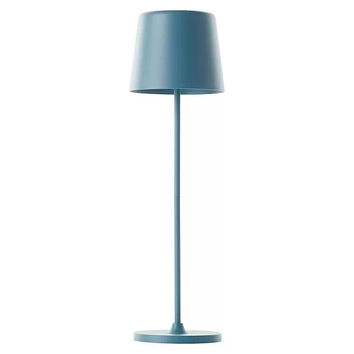 Brilliant Akku-Tischleuchte Kaami - 2 W, Mint, Warmweiß - Hellblaue Lampe mit konischem Schirm, zylindrischem Ständer und rundem Fuß, mit matter Oberfläche.