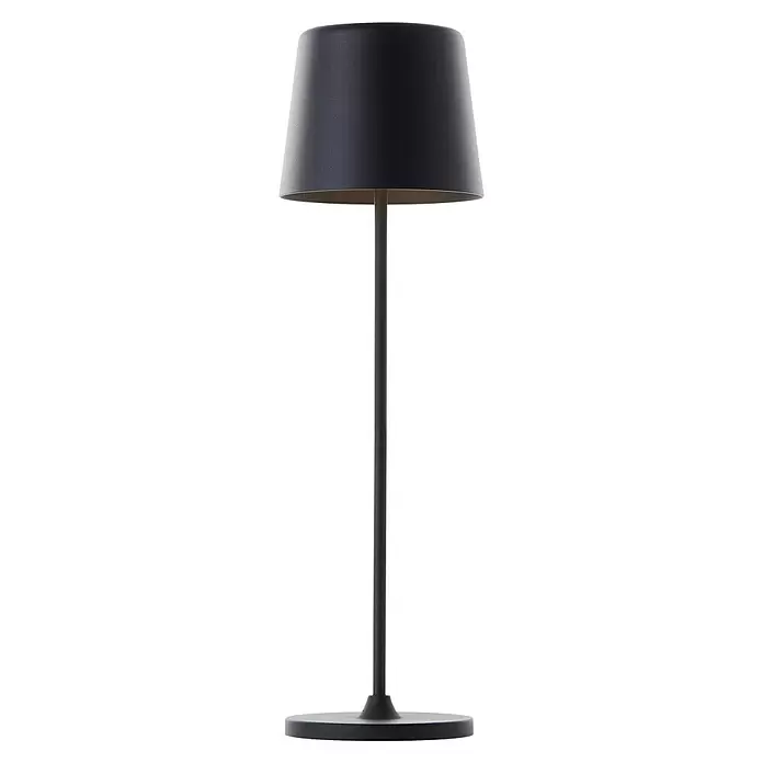 Brilliant Akku-Tischleuchte Kaami - 2 W, Schwarz, Warmweiß - Schwarze matte Tischleuchte mit konischem Schirm, schlankem Fuß und rundem Sockel.