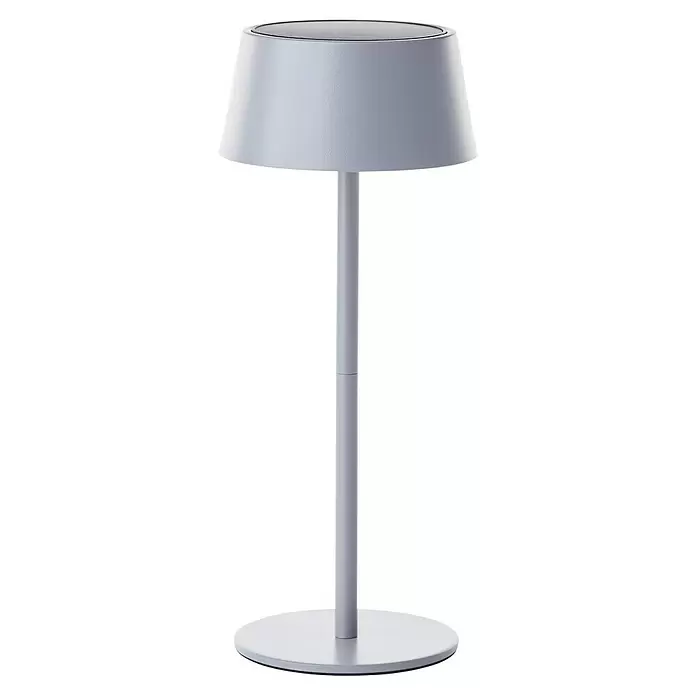 Brilliant Akku-Tischleuchte Picco - 4 W, Grau, Warmweiß - Weiße, matte moderne Tischleuchte mit konischem Schirm und zylindrischem Fuß.