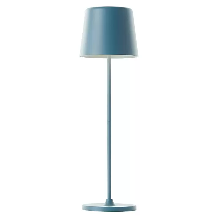 Brilliant Akku-Tischleuchte Kaami - 2 W, Mint, Warmweiß - Hellblaue Stehlampe mit konischem Schirm, schlankem Ständer und rundem Fuß.
