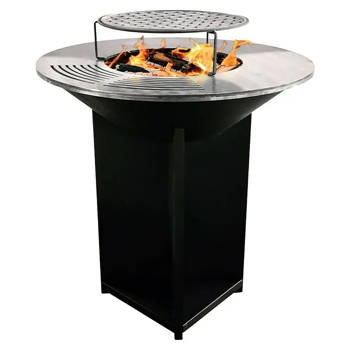 Purline Barbacoa de carbón EFP56B - Diámetro de la superficie de la parrilla: 98 cm, Negro - Parrilla moderna para fogatas con rejilla. Ideal para veladas acogedoras al aire libre, con diseño robusto y hogar abierto.