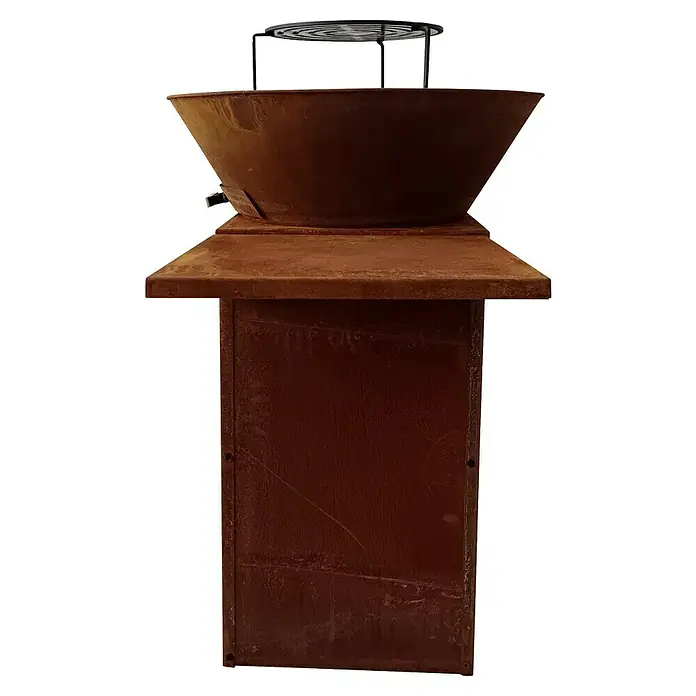 Purline Barbacoa de carbón EFP57CO - Diámetro de la superficie de la parrilla: 60 cm, Óxido - Estufa de patio color óxido con anillo de parrilla para noches acogedoras al aire libre. Ideal para asar a la parrilla y calor en el jardín.