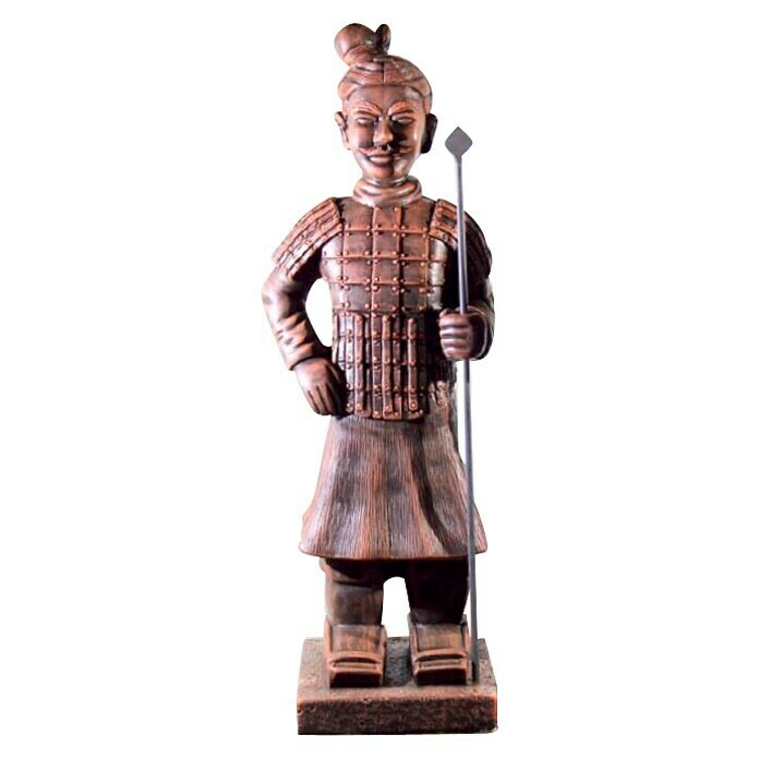 Figura decorativa Guerrero chino con lanza (Piedra artificial)