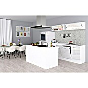 Respekta Premium Cocina de isla (Ancho: 310 cm, Con dispositivos eléctricos, Blanco de alto brillo)