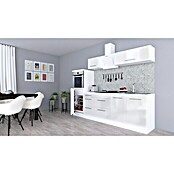 Respekta Premium Composición de cocina (Ancho: 270 cm, Con dispositivos eléctricos, Blanco de alto brillo)