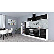 Respekta Premium Composición de cocina (Ancho: 310 cm, Con dispositivos eléctricos, Negro de alto brillo)