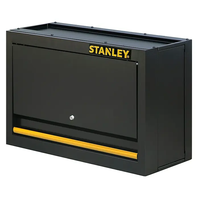 Stanley Armario colgante STST97599-1 - L x An x Al: 30,5 x 77,5 x 50 cm, Negro - Armario de herramientas Stanley negro con asa amarilla y ojo de cerradura para guardar herramientas y accesorios.