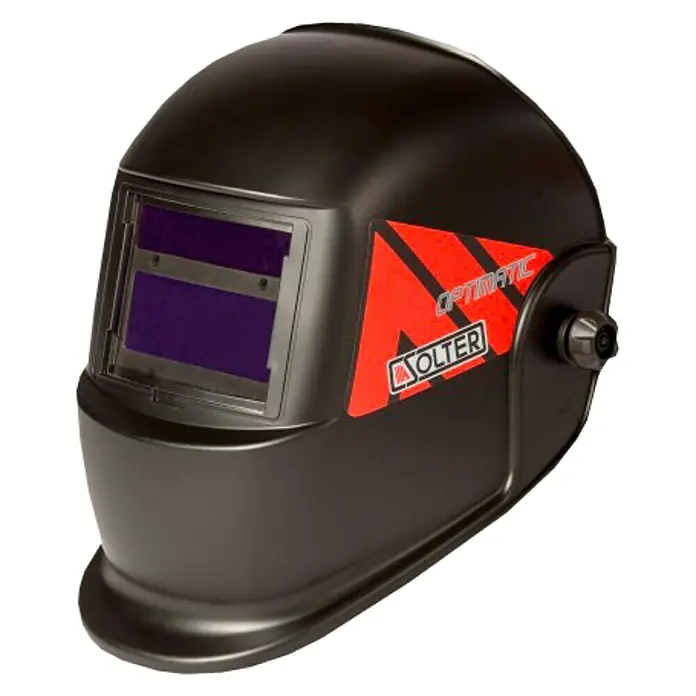 Solter Core Soldador combinado Weldarc 1600 + pantalla Optimatic 55 - 160 A - Imagen de una máscara de soldar SOLTER OPTIMATIC, que ofrece protección profesional durante la soldadura. El diseño es robusto y funcional.