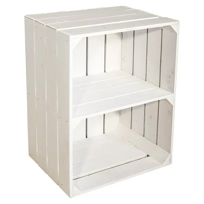 Holzregal Johanna - L x B x H: 30 x 40 x 50 cm, Holz, Weiß - Weißes, zweistöckiges Holzregal, ideal für die Aufbewahrung und Präsentation von Gegenständen.