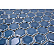 Mosaikfliese Hexagon Uni HX 230 (26 x 30 cm, Blau, Glänzend)