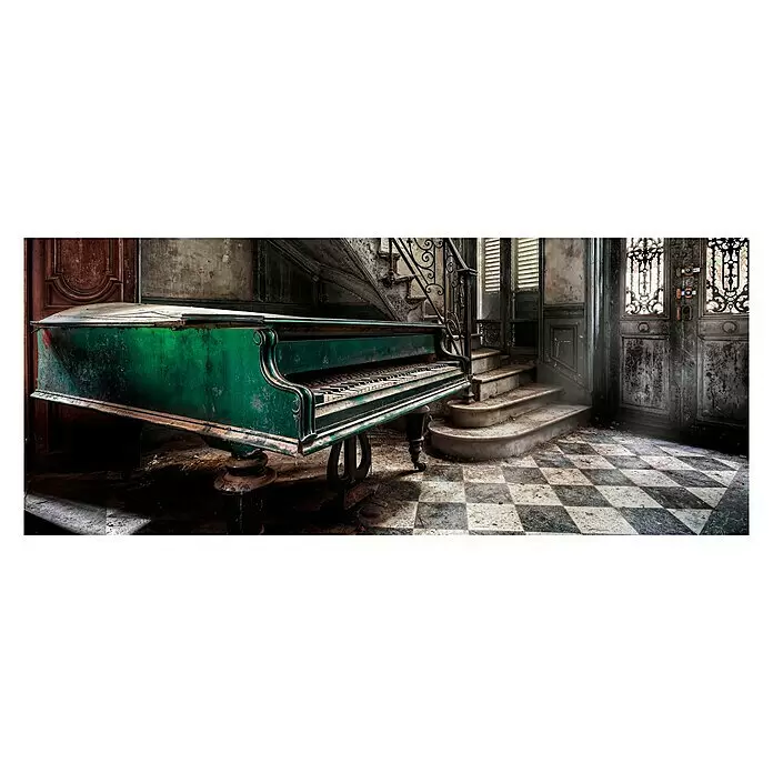 Glasbild Piano - Klavier, B x H: 125 x 50 cm - Vorderansicht