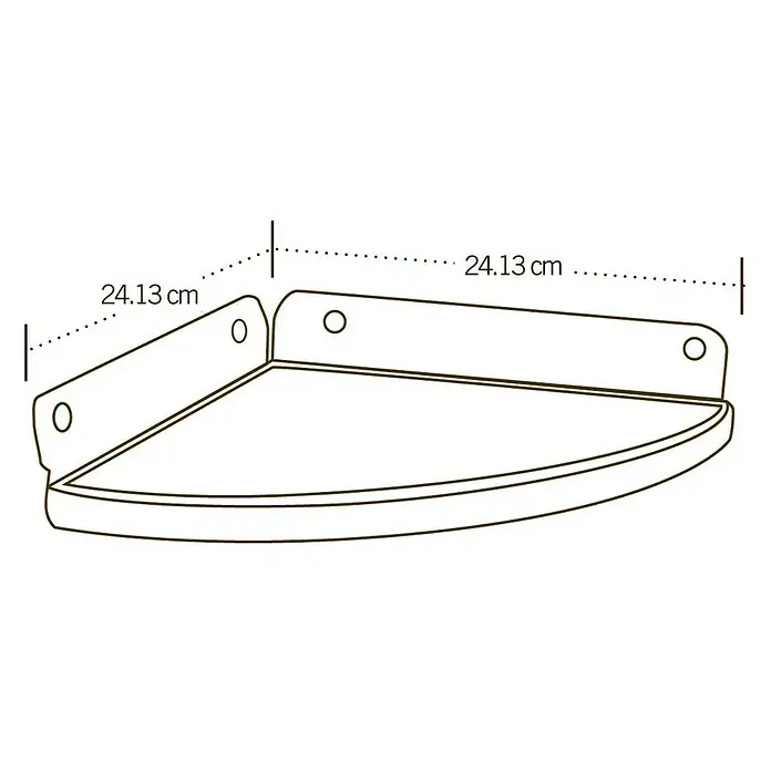Lifetime Eckregal - 24 x 24 x 10 cm - Abbildung eines Eckregals mit den Maßen 24,13 cm x 24,13 cm für eine einfache Wandmontage und platzsparende Lösungen.