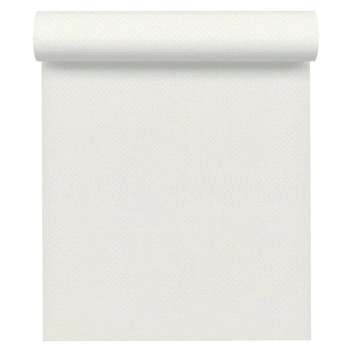 A.S. Création Vinyltapete Simply White - Weiß, Uni, L x B: 15 x 0,53 m - Nahaufnahme einer weißen Vliestapete mit leichter Struktur, die aufgerollt ist und eine moderne Optik für Innenräume bietet.