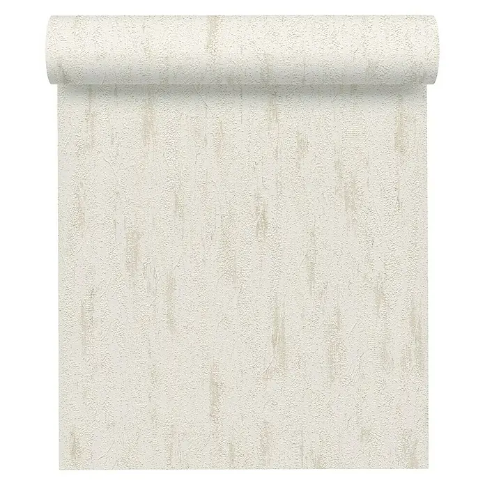 A.S. Création Vinyltapete Exklusives Wohnen - Grau/Weiß, Uni, 10,05 x 0,53 m - Eine Rolle beiger Tapete mit einer subtilen Textur, perfekt um jedem Raum eine elegante und dezente Note zu verleihen.