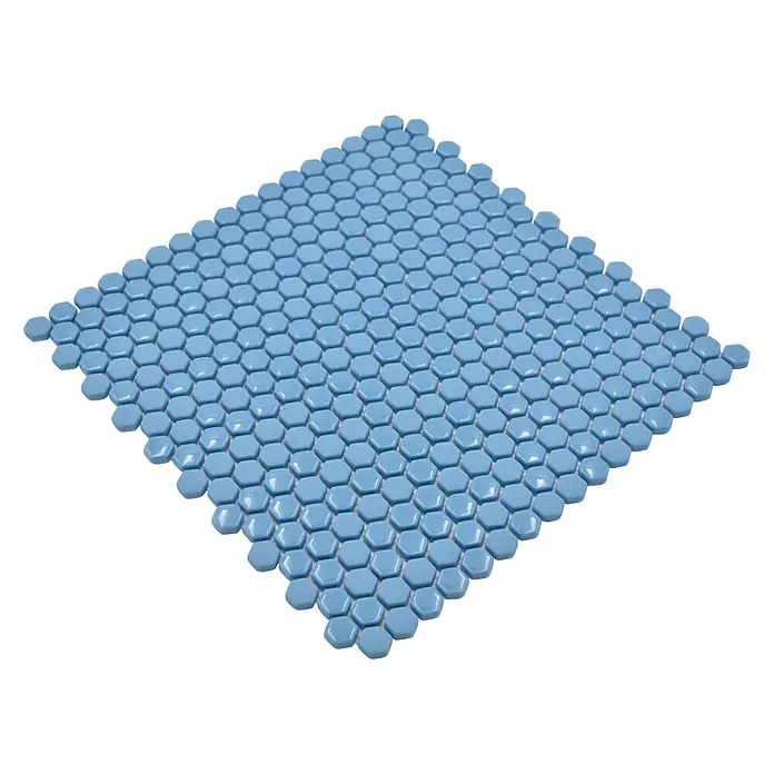 Mosaikfliese Hexagon CUBA HX2GM - 29 x 29,5 cm, Blau, Matt - Quadratisches Mosaikfliesenmuster in Blautönen. Perfekt für die individuelle Gestaltung von Wänden und Böden im Innenbereich.