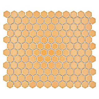 Mosaikfliese Hexagon Uni HX 270 (26 x 30 cm, Orange, Glänzend)
