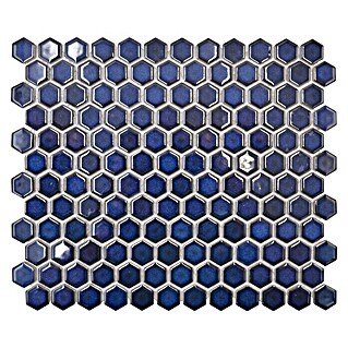Mosaikfliese Hexagon Uni HX 260 (26 x 30 cm, Blau, Glänzend)