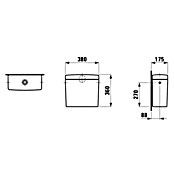 Laufen Pro Spülkasten Dual-Flush (Spülmenge: 3 - 6 l, Weiß, L x B x H: 380 x 175 x 360 mm)