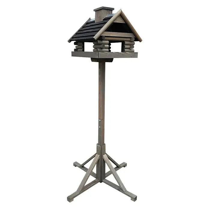 COV Vogelhaus - Holz, Grau - Holz Vogelhaus mit Ständer, rustikales Design für den Garten. Ideal zum Aufstellen und Beobachten von Vögeln.