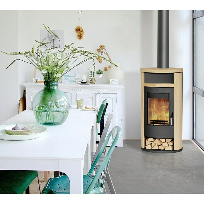 Fireplace Kaminofen (8 kW, Raumheizvermögen: 144 m³, Verkleidung: Sandstein, Schwarz)