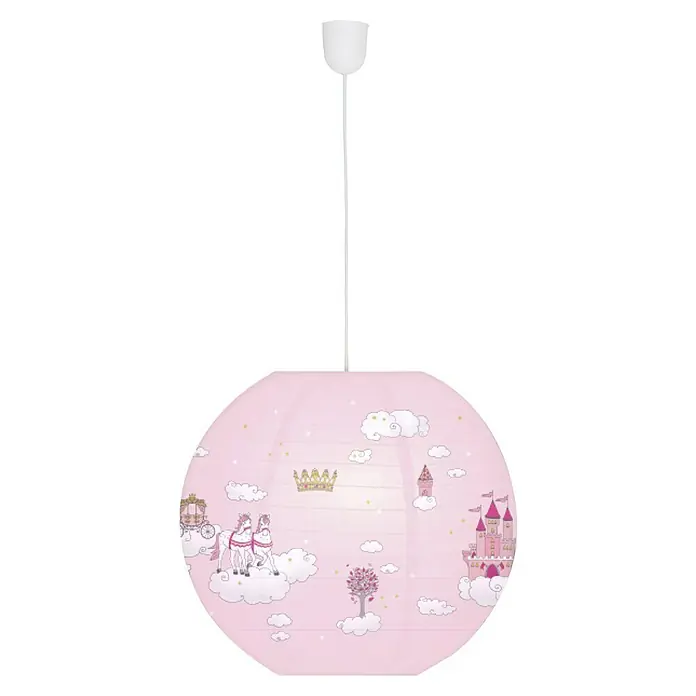 Lampenschirm - Rosa - Süße Kinderzimmer-Hängelampe mit rosa Schlossmotiv, ideal zur Dekoration des Babyzimmers und für eine sanfte Beleuchtung.