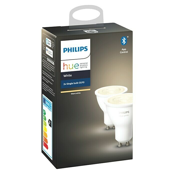 Philips Hue LED-Leuchtmittel-Set WhiteGU10, 5,2 W, Warmweiß, Dimmbar, 2 Stk. Front View