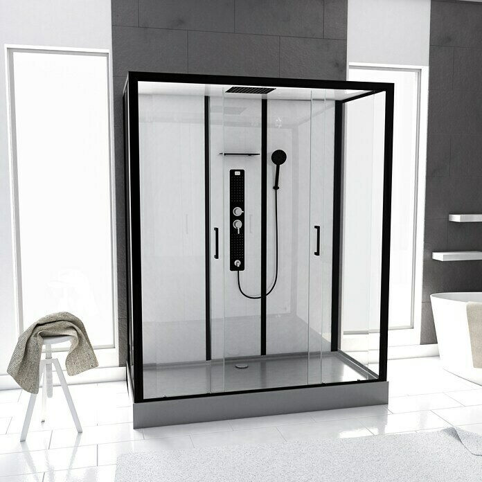 Designdusche Indus160 x 85 x 215 cm, Anthrazit/Silbergrau Front View