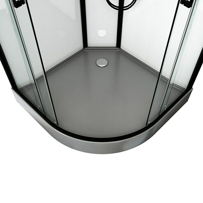 Cabina de ducha completa Vitamine Black 2.0 (90 x 90 x 215 cm, Cuadrado,  Negro Gris Plata), BAUHAUS