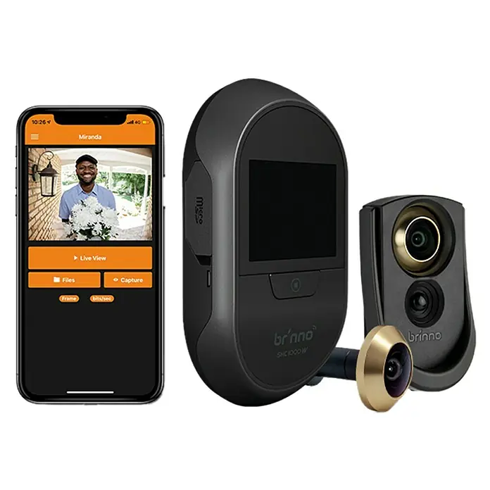 Brinno Bewegungsmelder MAS 200D - Erfassungsreichweite: 4 m, Erfassungswinkel: 90 ° - Intelligente Brinno SHC1000W Türspionkamera mit Smartphone-Integration für verbesserte Sicherheit und Überwachung Ihres Zuhauses.