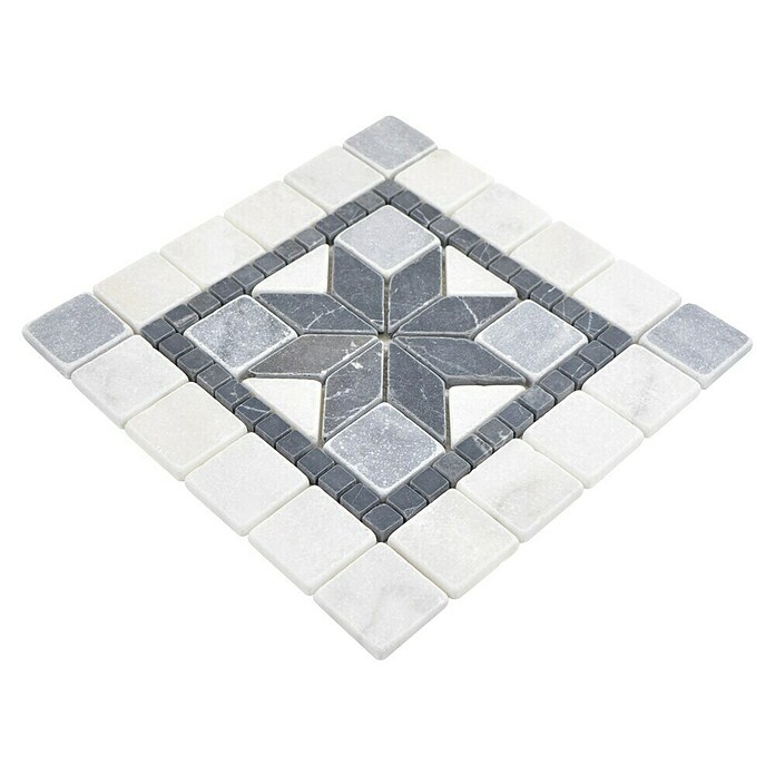 Antikmarmor (30,5 x 30,5 cm, Weiß/Schwarz/Grau, Matt)