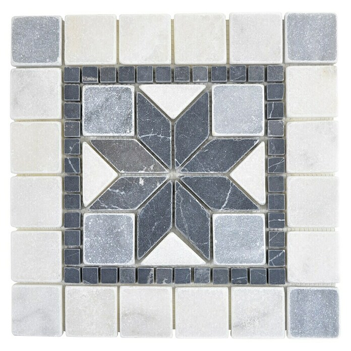 Antikmarmor (30,5 x 30,5 cm, Weiß/Schwarz/Grau, Matt)
