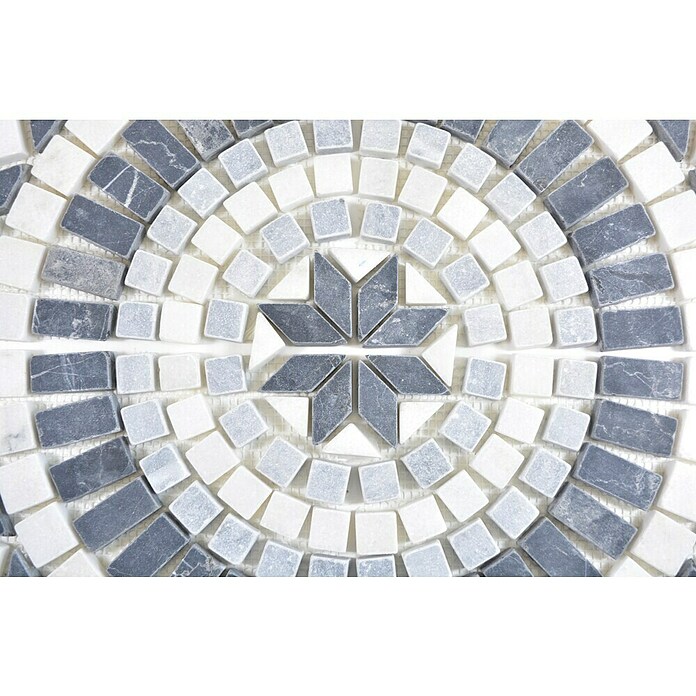 Antiek marmer (61 x 61 cm, Zwart/Grijs/Wit, Mat)
