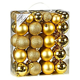 Weihnachtskugeln (Gold, Kunststoff, Durchmesser: 4 cm - 6 cm, 50 Stk.)