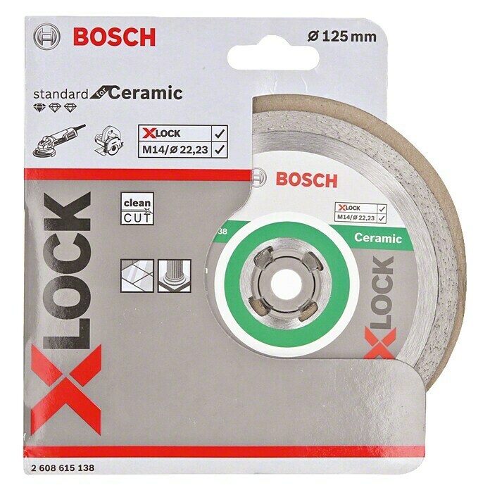 Bosch Professional X-Lock Diamant-Trennscheibe Standard for Ceramic  (Durchmesser Scheibe: 125 mm, Geeignet für: Keramik) | BAUHAUS