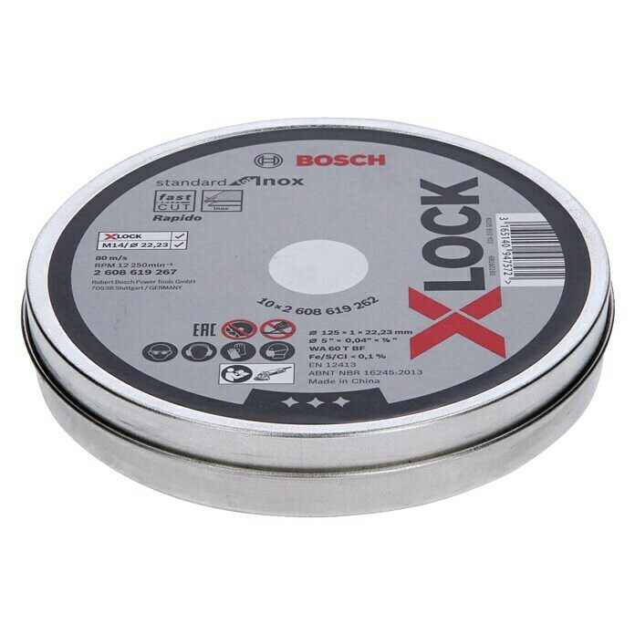 Bosch Professional X-Lock Disco de corte Standard  (Diámetro disco: 125 mm, Espesor disco: 1 mm, Apto para: Metal)
