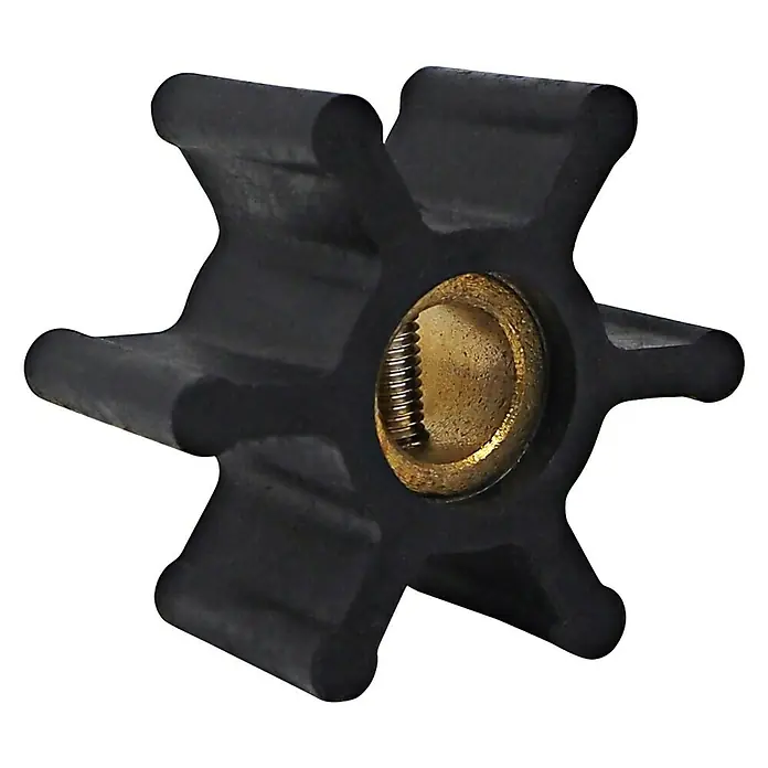 Albin Pump Impeller PN 06-01-003 - Ø x L: 39,7 x 19,2 mm, Wellendurchmesser: 9,5 mm - Schwarzes Wasserpumpenrad mit Messingbuchse. Ein wichtiges Ersatzteil für die Kühlung des Motors, sorgt für optimale Leistung und Lebensdauer.