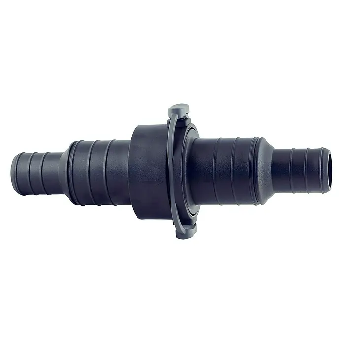 Albin Pump Rückschlagventil - Passend für: Schlauchanschluss: 38 mm - Schwarzes Rückschlagventil für Schlauchverbindungen mit gerippten Anschlüssen auf beiden Seiten.