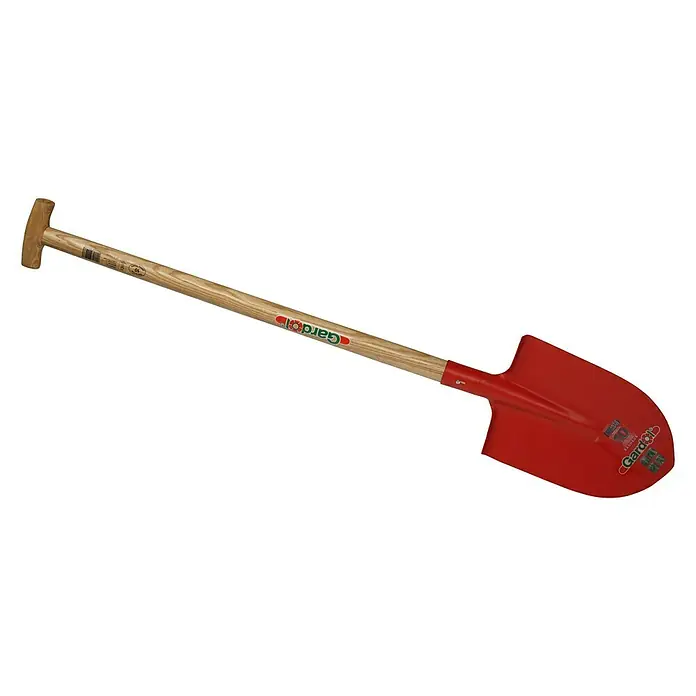 Gardol Pala Box - Tipo de mango: Mango para pala - Una pala roja con mango de madera, perfecta para tareas de jardinería. La herramienta es robusta e ideal para cavar y plantar.